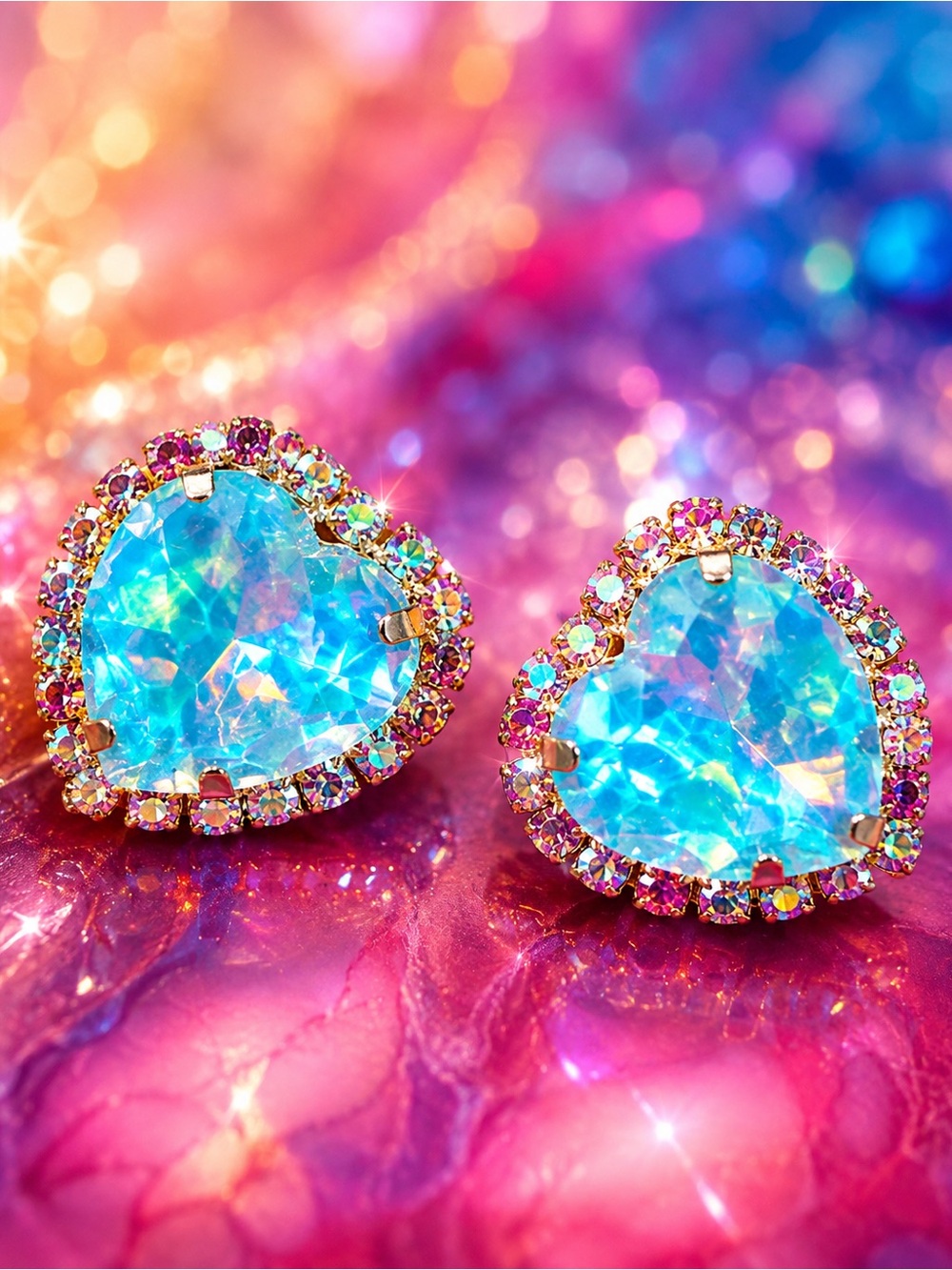 FEED ME GEMS BLUE OPAL SIGNATURE HEART STUDS !!! New!!!!